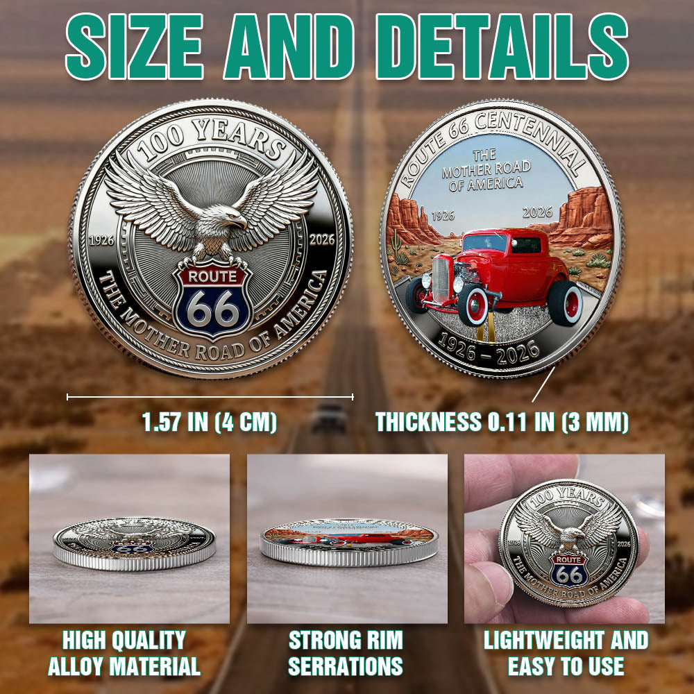 Celebrate 100 Years of Road Route 66 and America 250th Anniversary - Personalized Hot Rods Photo Commemorative Coin A2110