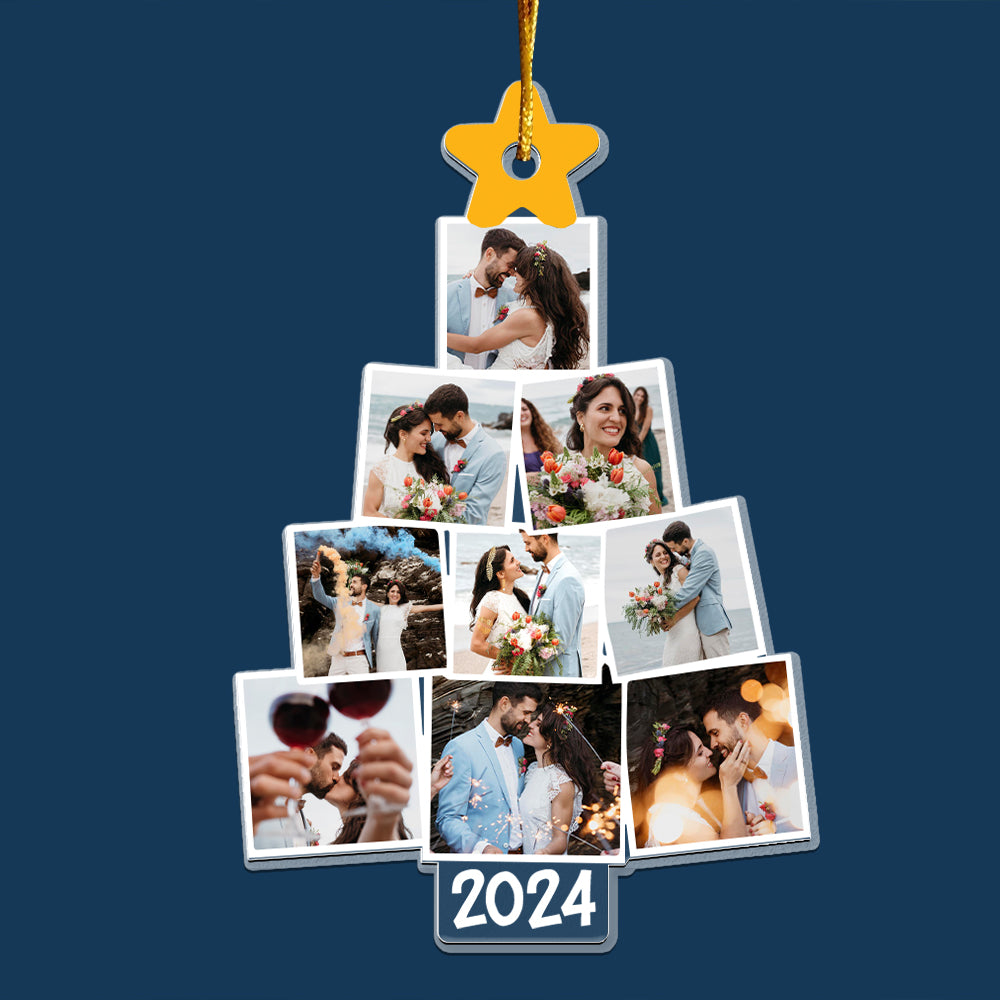 Photo Wedding Christmas Tree Personalized Acrylic Ornament For Couple