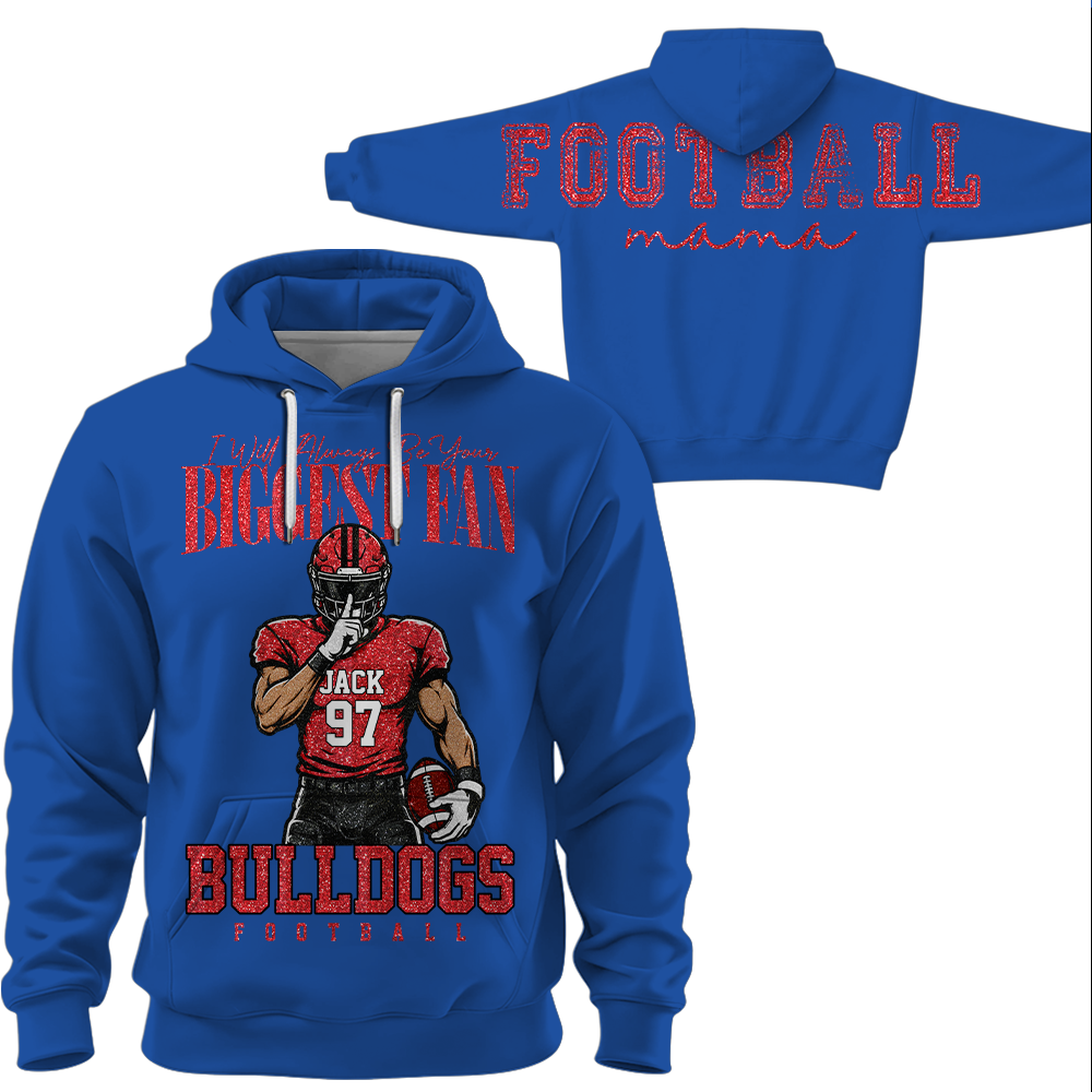 Personalized I Will Always Be Your Biggest Fan, Custom Large Back Graphic And Football PLayer Art Shirt, Gift For Football Mom Family Football Lovers MI209 Hv01