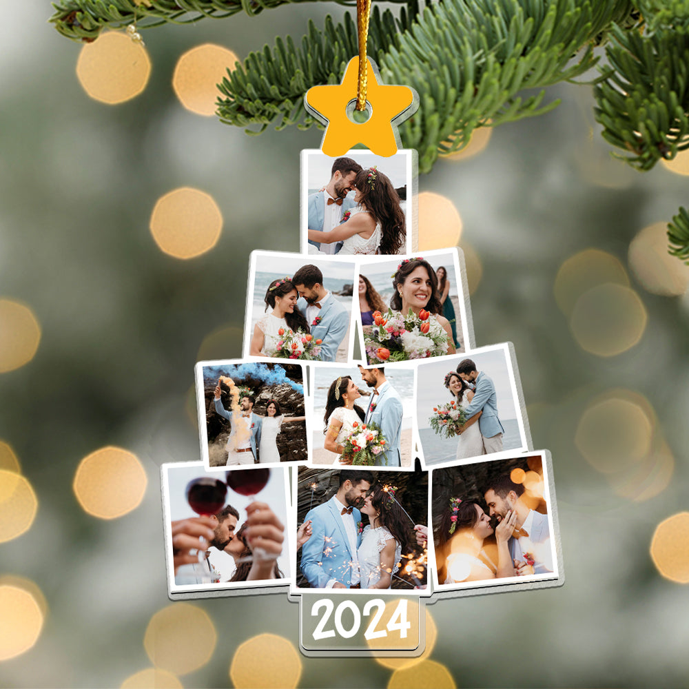 Photo Wedding Christmas Tree Personalized Acrylic Ornament For Couple