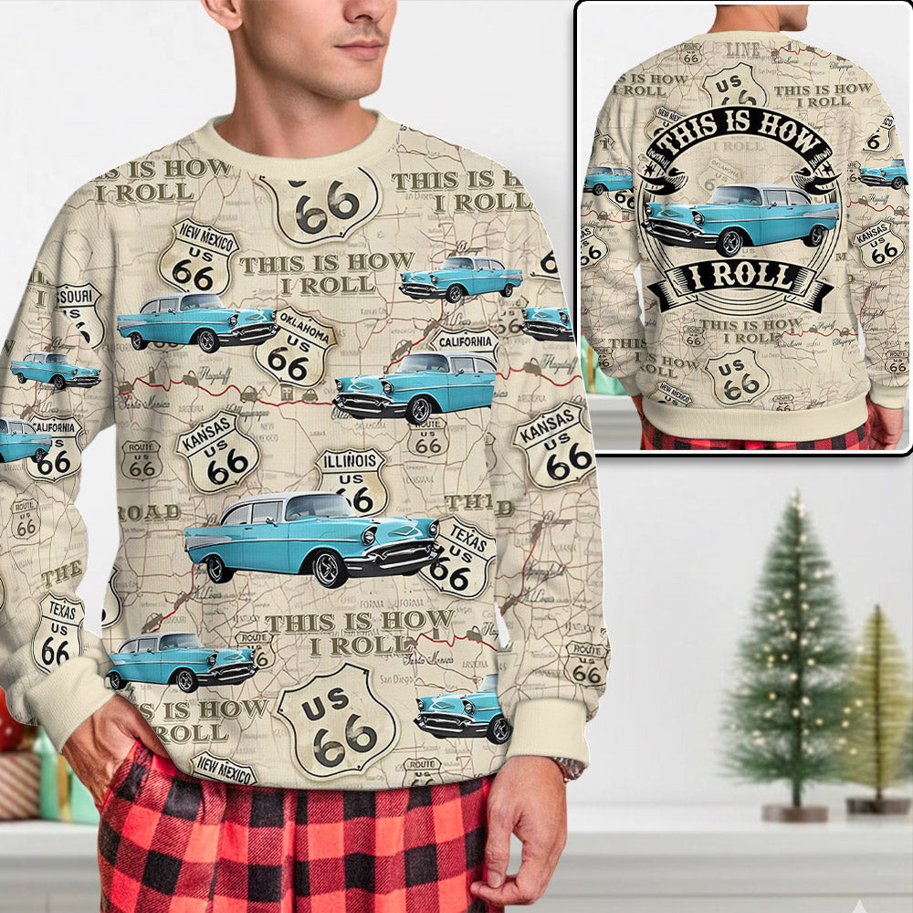 This Is How I Roll - Custom Vehicle Photo Upload Car Route 66 Ugly Sweater A2110