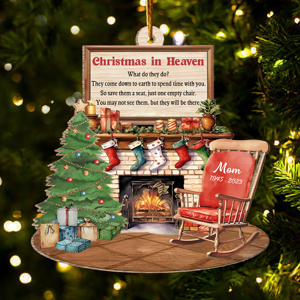 Christmas In Heaven - Memorial Personalized Custom Ornament - Wood Unique Shaped - Christmas Gift, Sympathy Gift For Family Members