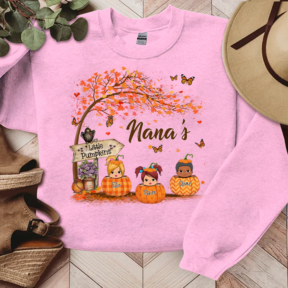 Nana's Little Pumpkin Autumn Personalized Sweatshirt For Grandmas