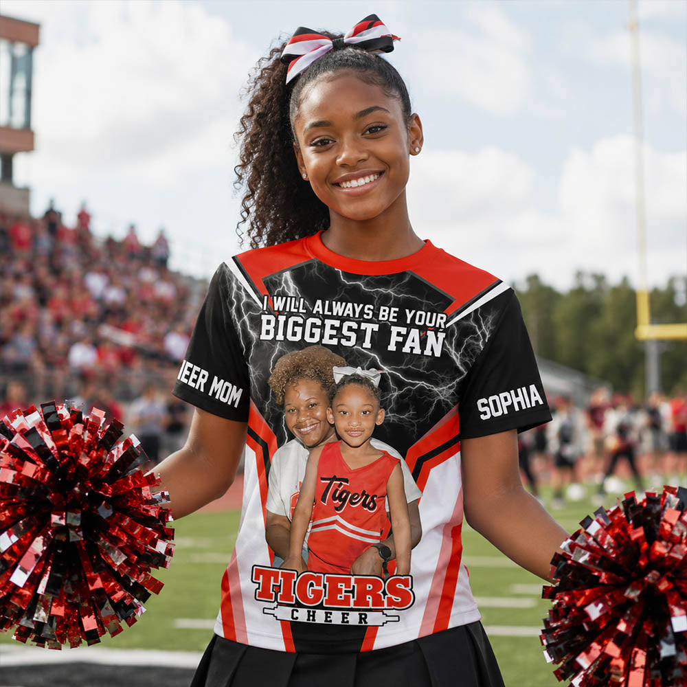 Cheerleader I Will Always Be Your Biggest Fan Personalized All Over Print Shirt For Cheer Mom Grandma Cheer Family Game Day Shirt H2511