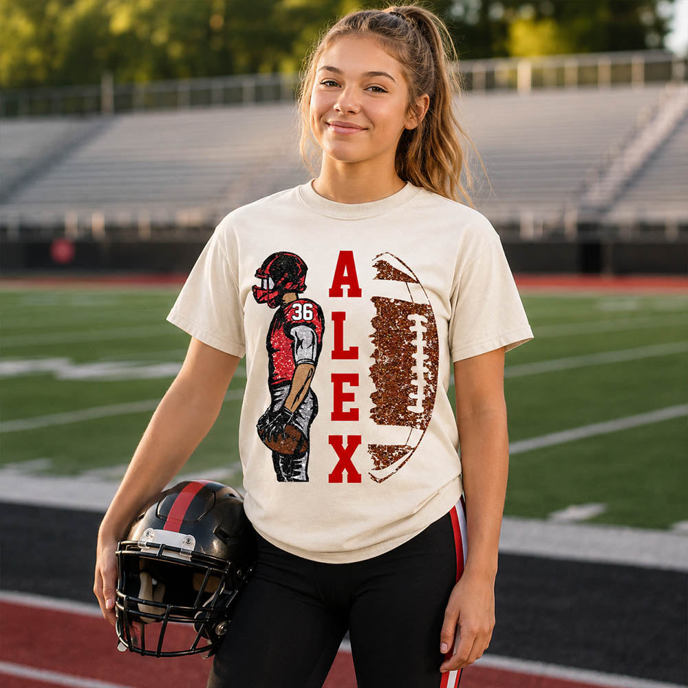 Personalized Football Shirt - Matching Football Player Tee - Adult Youth Team Name - Sports Cheerleader Shirts - Matching Fan Outfits