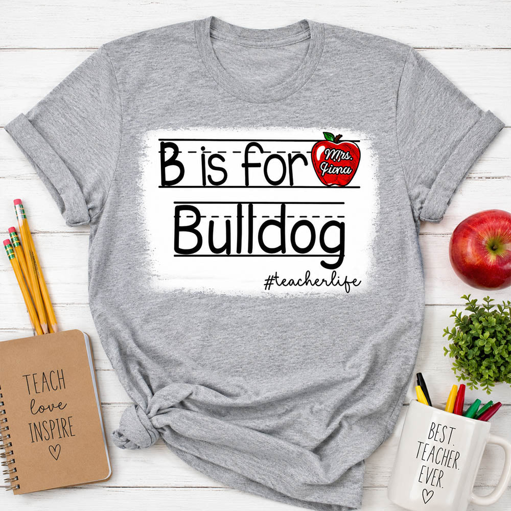 Personalized School Mascot Custom Apple Name Teacher T-Shirt, Custom Gifts For Teacher
