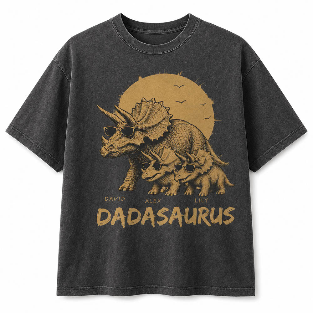 Personalized Funny Dadasaurus Animal Dad T Shirts The Best Bucking Papa Triceratops Tees for Dadasaurus