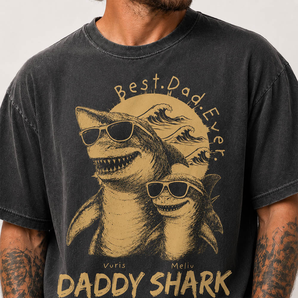Best Daddy Ever, Personalized Daddy Shark T-Shirt, Father Day Funny Gifts for Dad, Papa A2110