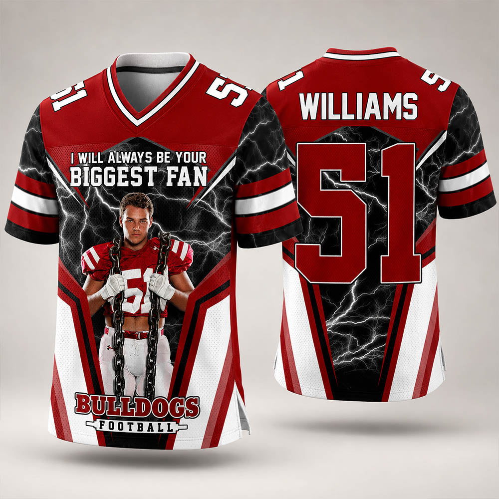 I Will Always Be Your Biggest Fan Personalized All Over Print Football Jersey For Football Mom Grandma Sport Family H2511