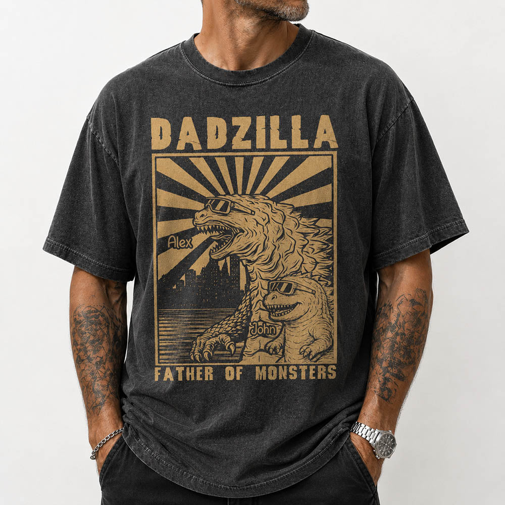 Dadzilla Father Of Monsters Personalized Dadzilla T-Shirt Father Day Gifts for Dad Funny Papa Tshirt Cool Daddy Dinosaur Tee Na02