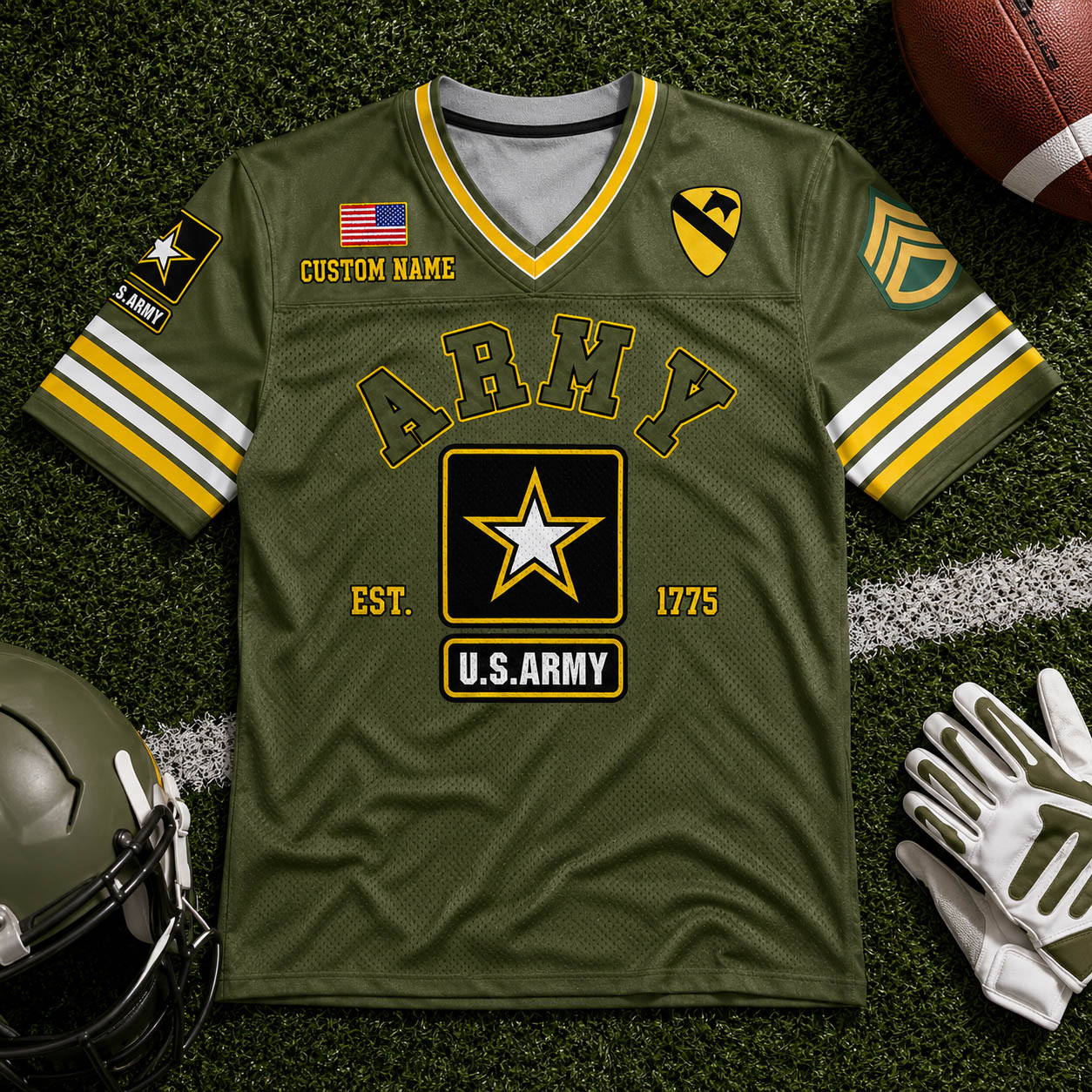 US Military Football Jersey Custom All Branches Rank Division Name For Military Retirement Veteran Dad Grandpa H2511