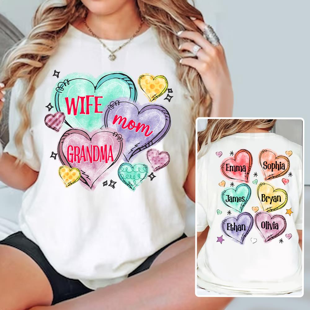 Custom Grandma Candy Hearts for Grandmas Shirt - Personalized Valentine Shirt