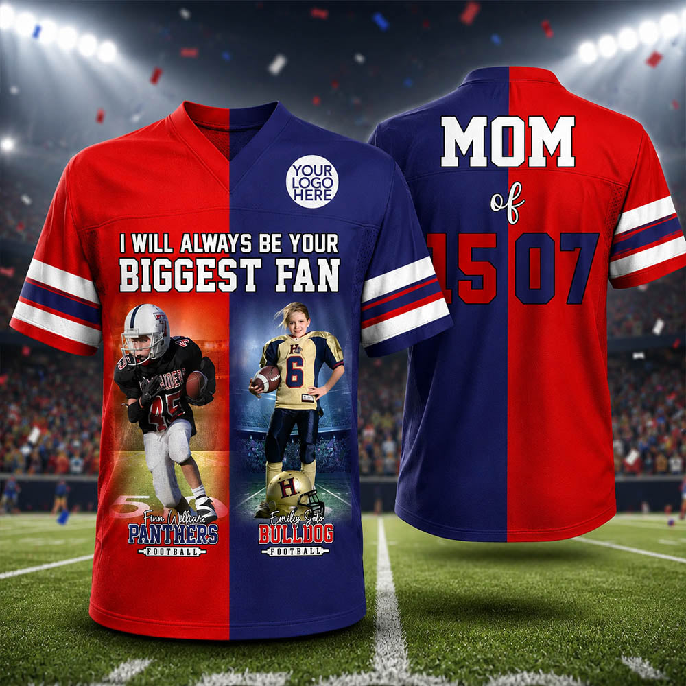 Custom Any Two Football Team, Personalized Team Name And Number Football Jersey, V-neck Short Sleeve Jersey Shirt, Football Jerseys