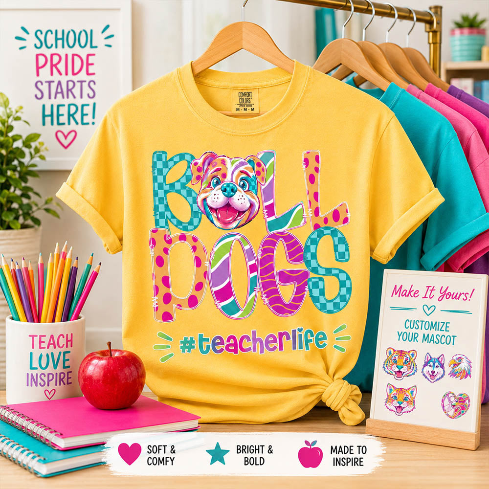 Personalized Mascot Spirit Shirt, Personalized School Spirit Tee, Colorful Team Name T-Shirt