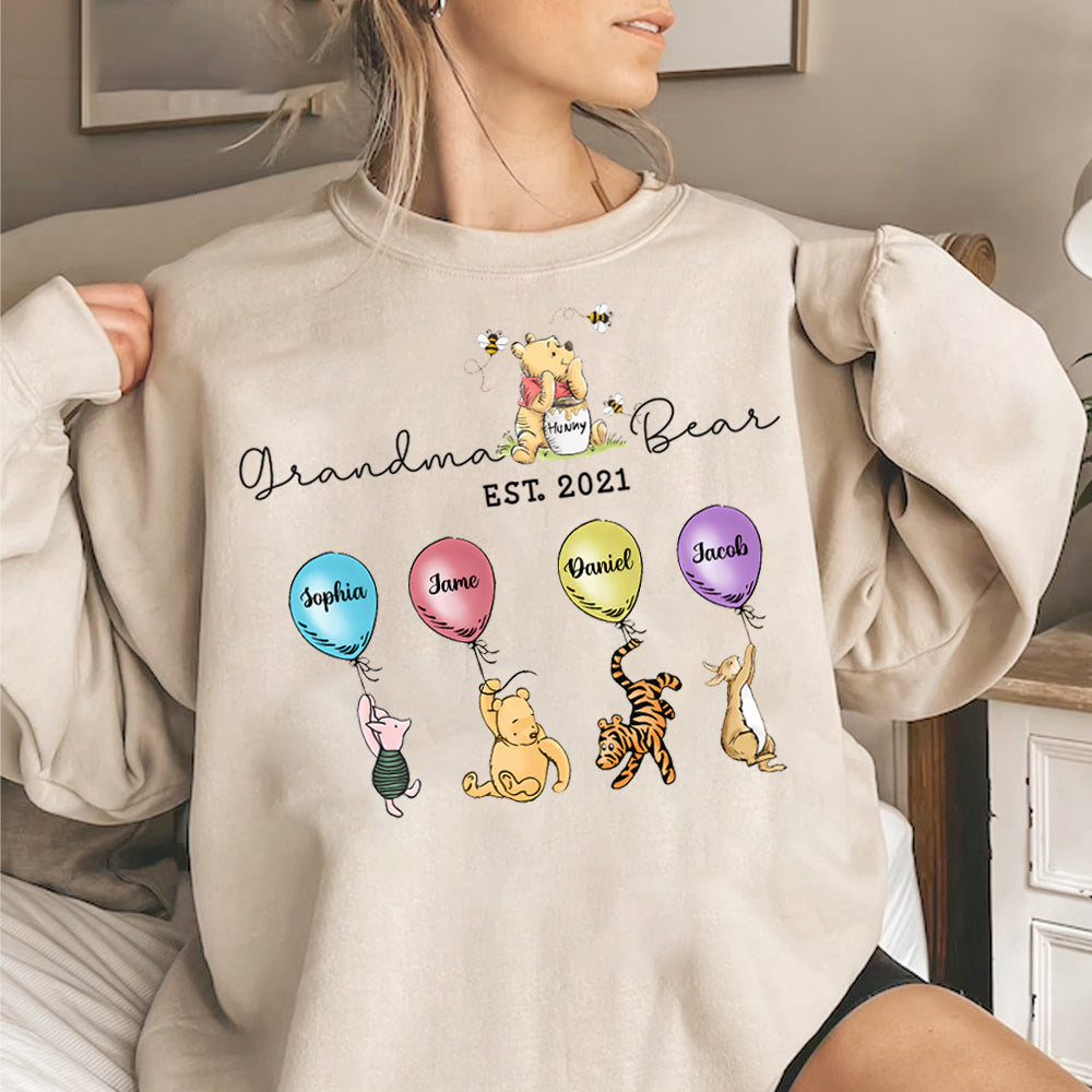 Grandma Bear And Grandkids - Personalized Shirt For Grandma Pt99