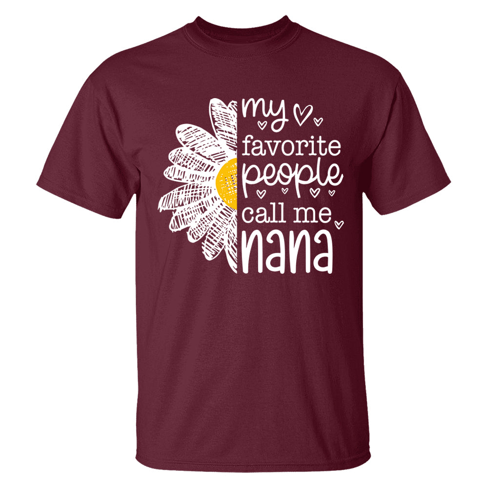Personalized My Favorite People Call Me Grandma Flower Patchwork Shirt, Custom Kids Names Nana Mimi Gigi T24