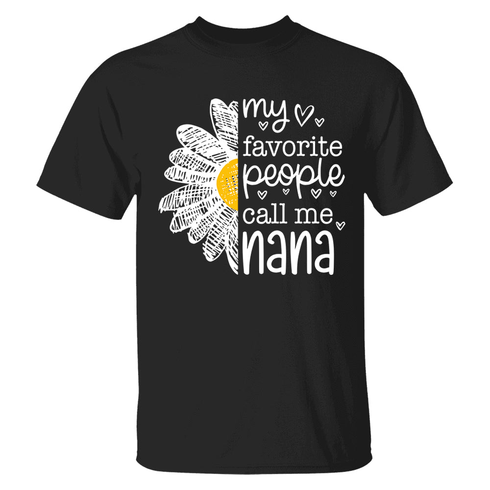 Personalized My Favorite People Call Me Grandma Flower Patchwork Shirt, Custom Kids Names Nana Mimi Gigi T24