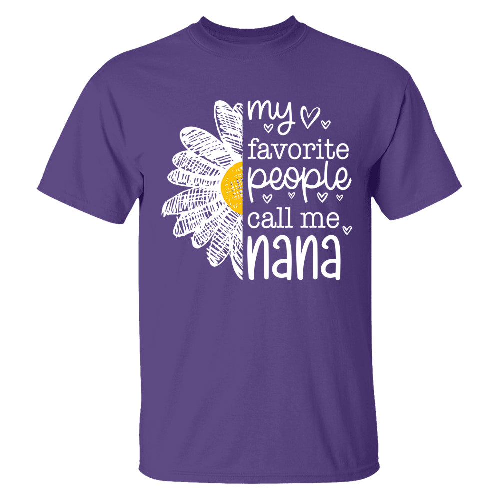 Personalized My Favorite People Call Me Grandma Flower Patchwork Shirt, Custom Kids Names Nana Mimi Gigi T24