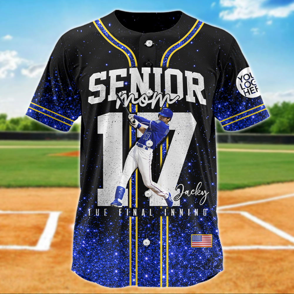Personalized Baseball Mom Jersey – Senior Mom The Final Inning - Custom Photo Baseball Player Shirt  – Baseball Mom Gift T1807 PT99
