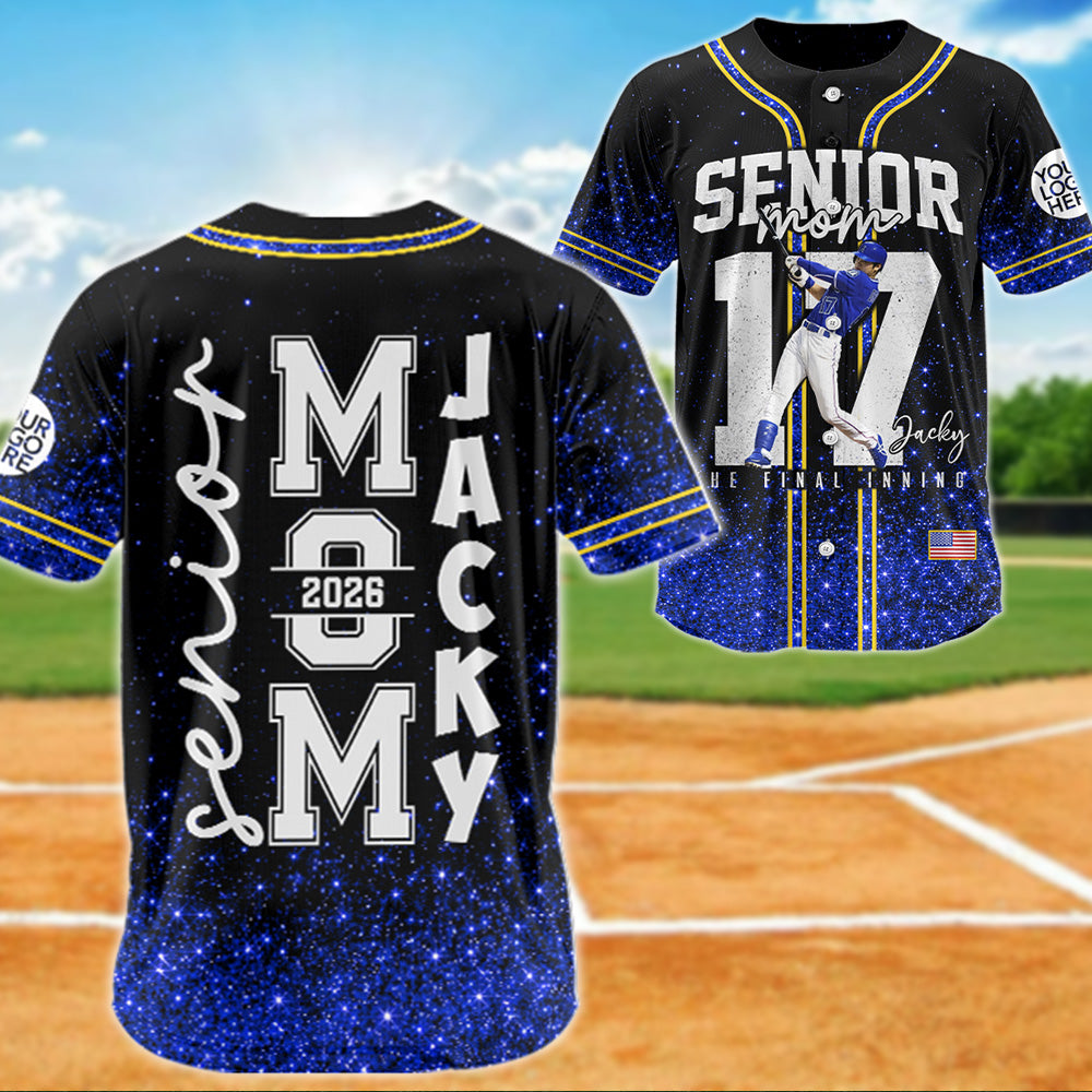 Personalized Baseball Mom Jersey – Senior Mom The Final Inning - Custom Photo Baseball Player Shirt  – Baseball Mom Gift T1807 PT99