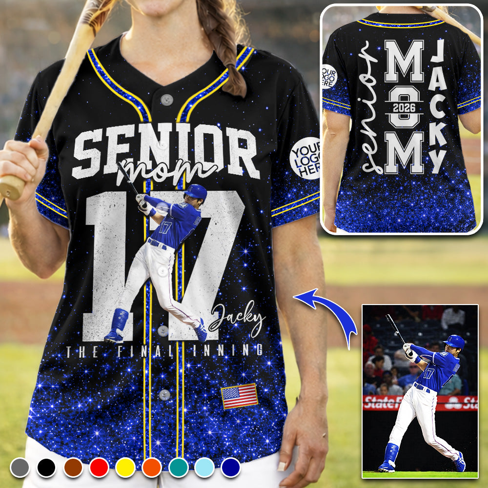 Personalized Baseball Mom Jersey – Senior Mom The Final Inning - Custom Photo Baseball Player Shirt  – Baseball Mom Gift T1807 PT99
