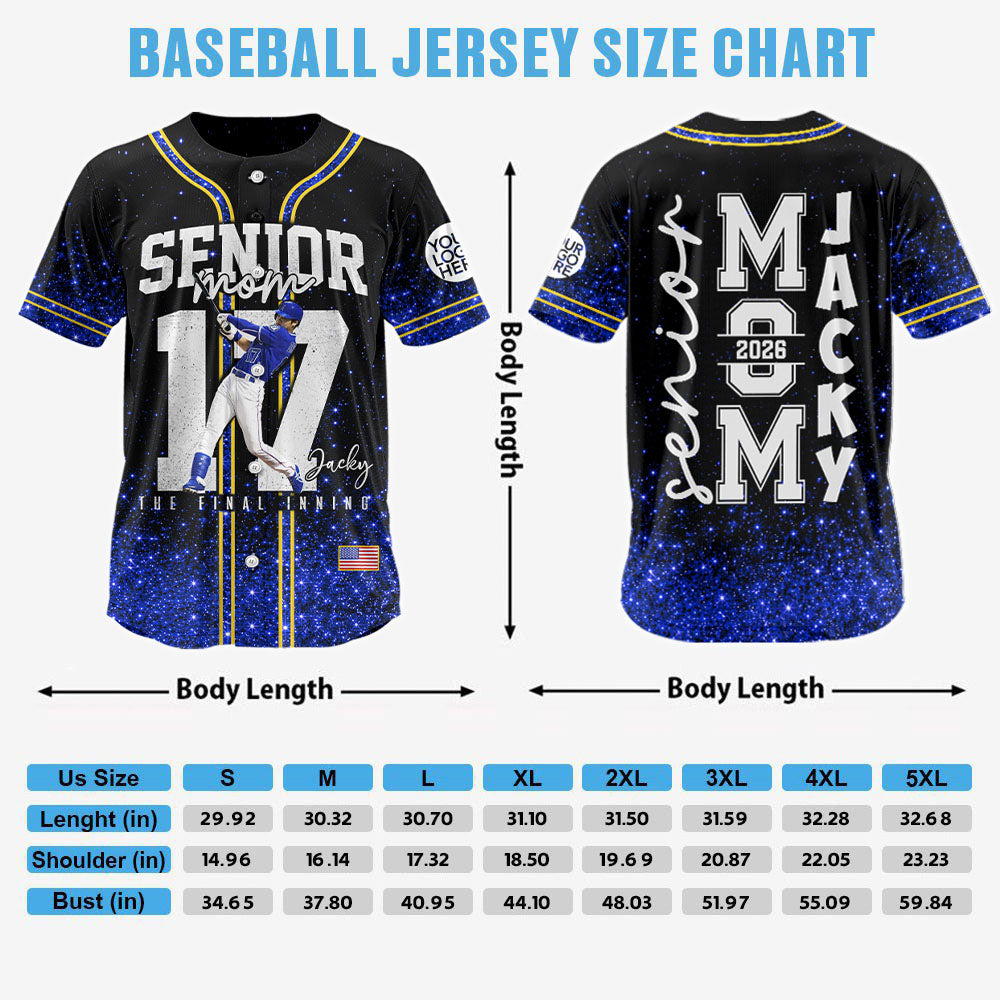 Personalized Baseball Mom Jersey – Senior Mom The Final Inning - Custom Photo Baseball Player Shirt  – Baseball Mom Gift T1807 PT99