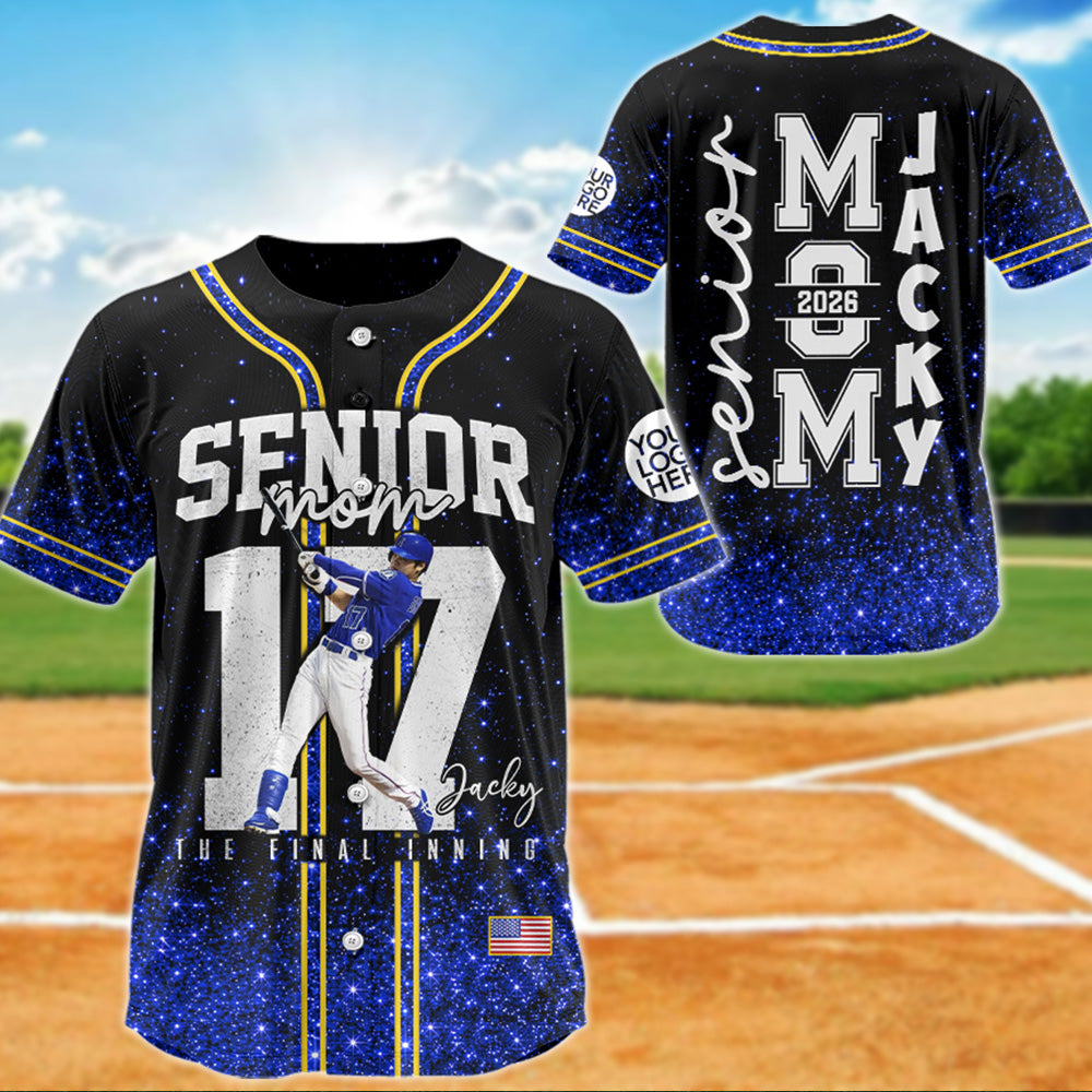 Personalized Baseball Mom Jersey – Senior Mom The Final Inning - Custom Photo Baseball Player Shirt  – Baseball Mom Gift T1807 PT99