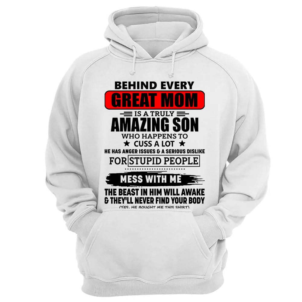 Behind Every Great Mom Is A Truly Amazing Son Shirt Perfect Gift For Mom