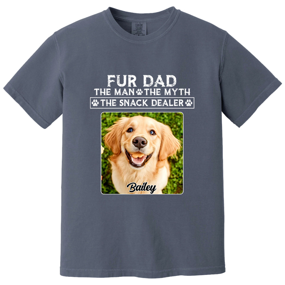 Funny Dog Dad Shirt with Pet Name and Photo Custom Dog Photo Shirt for Daddy, Father's Day Dog Lover Shirt, Snack Dealer Tee for Men Vh01