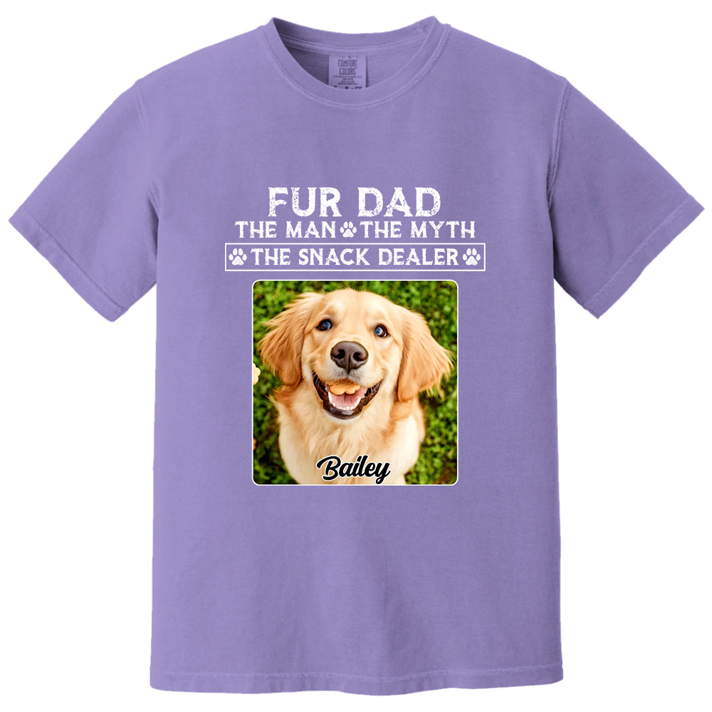 Funny Dog Dad Shirt with Pet Name and Photo Custom Dog Photo Shirt for Daddy, Father's Day Dog Lover Shirt, Snack Dealer Tee for Men Vh01