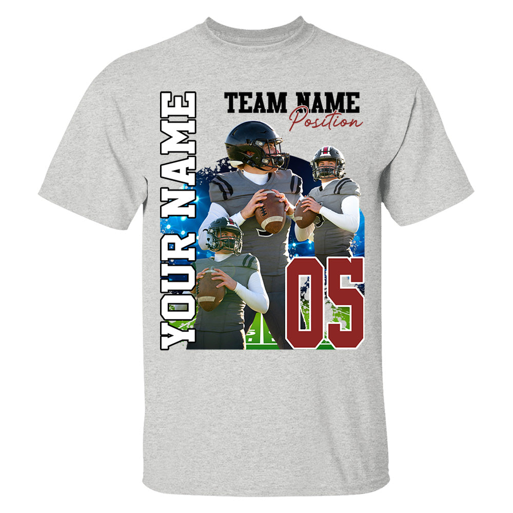 Customized American Football Photos Collage Shirt, Personalized Football Shirt With Name & Number, Football Team Gift, Sport Lover Gift Pt99