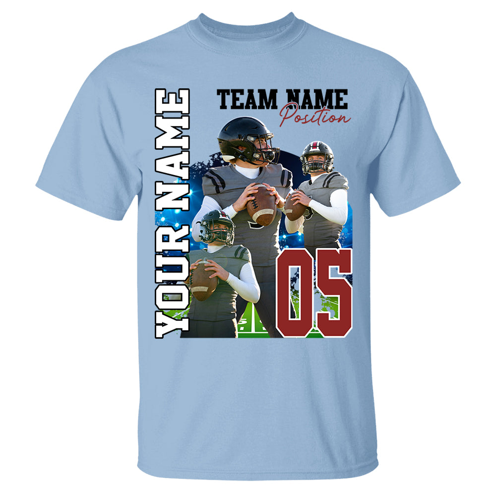 Customized American Football Photos Collage Shirt, Personalized Football Shirt With Name & Number, Football Team Gift, Sport Lover Gift Pt99