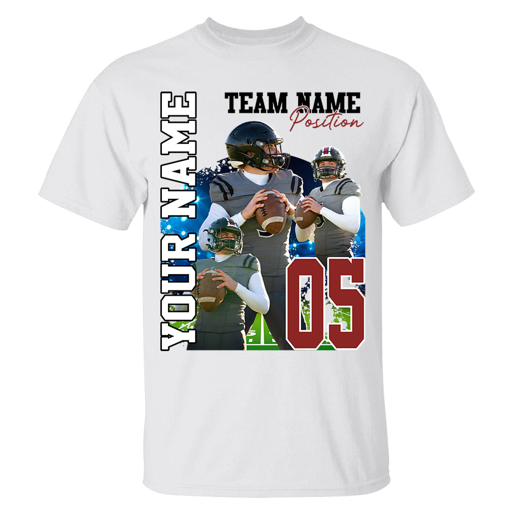 Customized American Football Photos Collage Shirt, Personalized Football Shirt With Name & Number, Football Team Gift, Sport Lover Gift Pt99