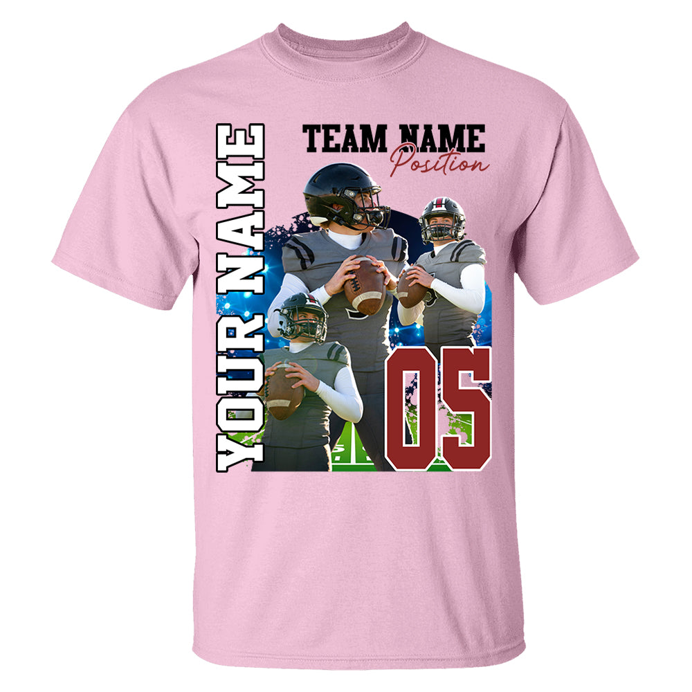 Customized American Football Photos Collage Shirt, Personalized Football Shirt With Name & Number, Football Team Gift, Sport Lover Gift Pt99