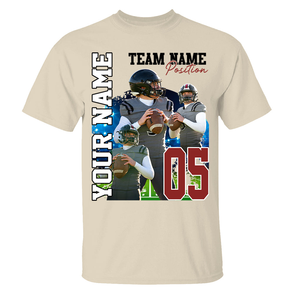 Customized American Football Photos Collage Shirt, Personalized Football Shirt With Name & Number, Football Team Gift, Sport Lover Gift Pt99