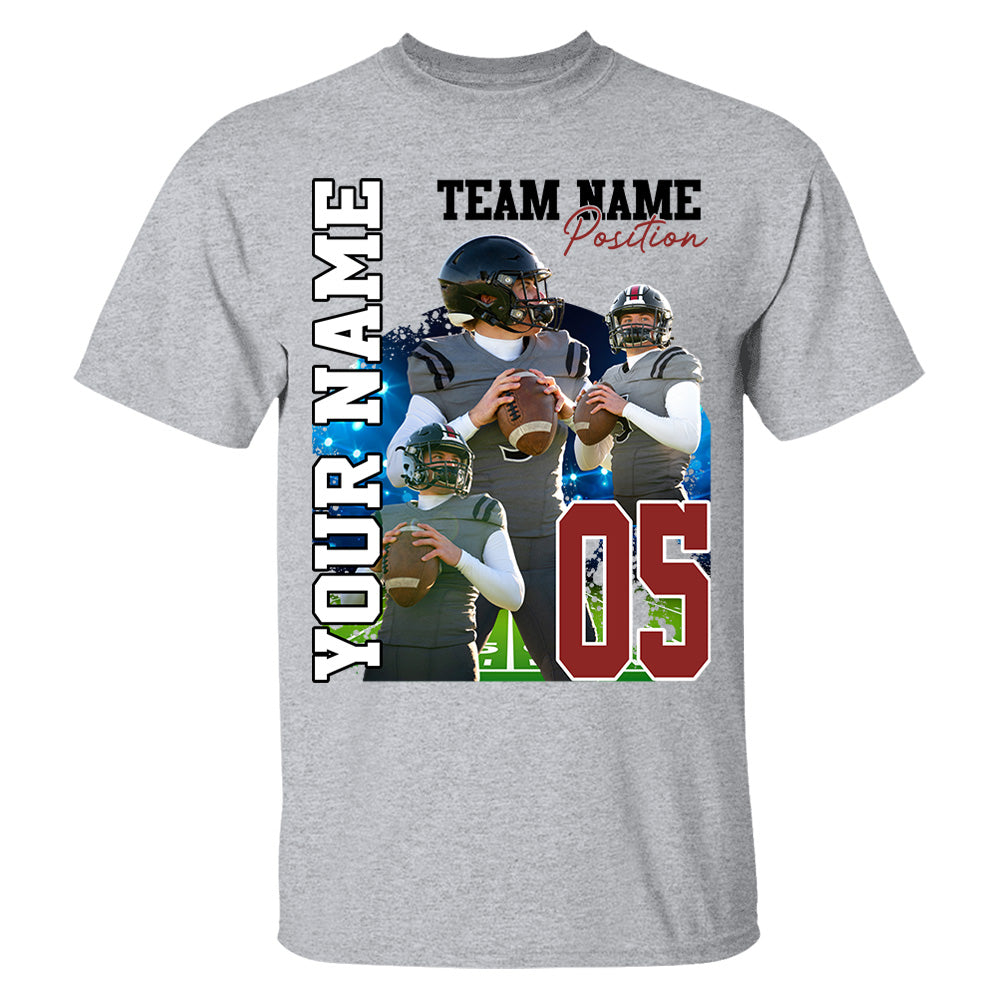 Customized American Football Photos Collage Shirt, Personalized Football Shirt With Name & Number, Football Team Gift, Sport Lover Gift Pt99