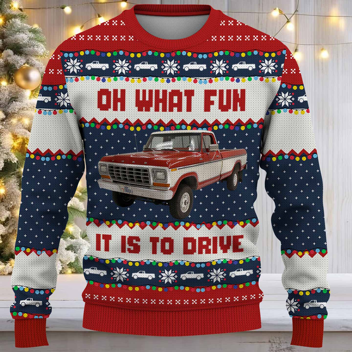 Oh What Fun It Is To Ride - This Is How I Roll - Custom Photo Car Ugly Sweater Vrs2 A2110 Nh00