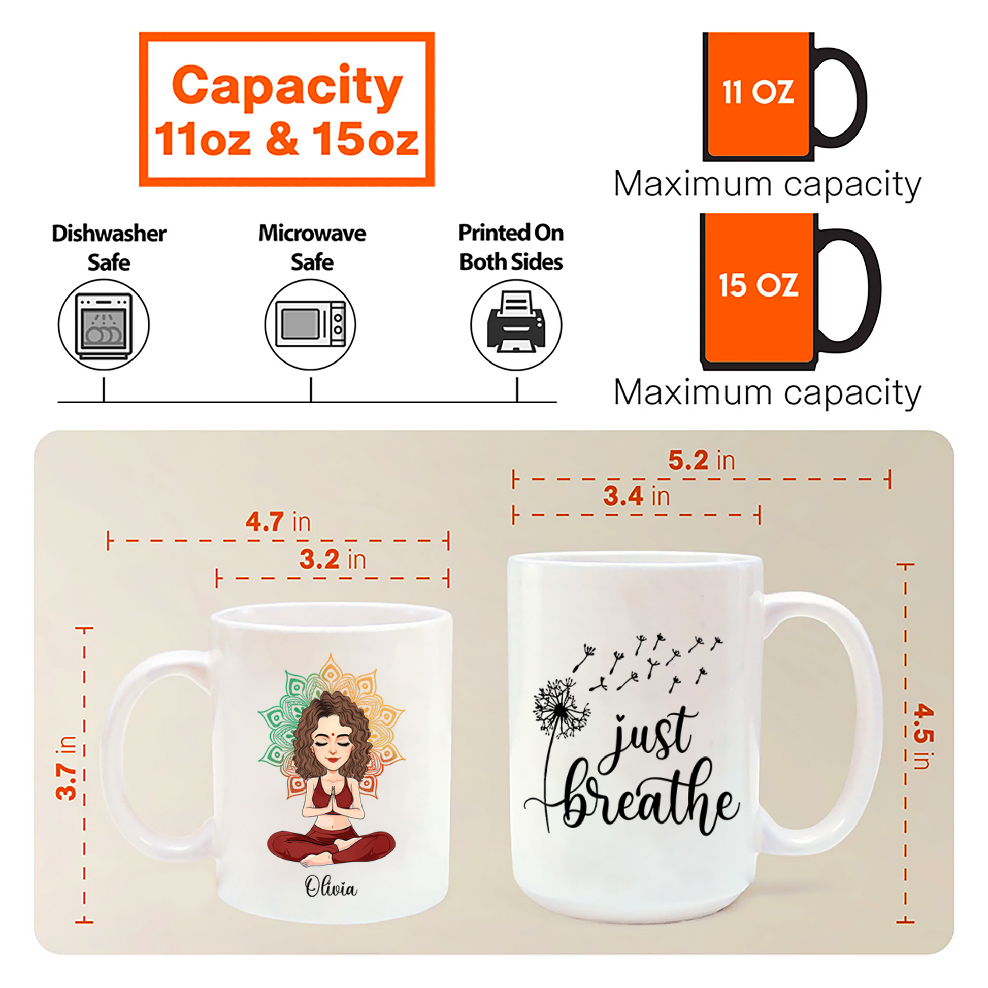 Just Breathe - Love Yourself - Be Free My Girl - Personalized Mug For Yoga Lovers NA04 Pa00