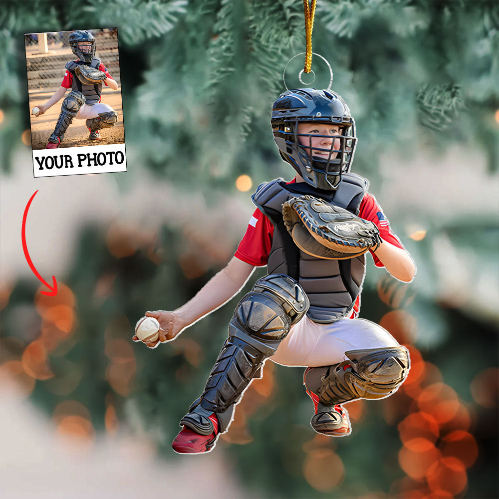 Baseball Ornament - Personalized Custom Photo Mica Ornament - Christmas Gift For Sport Lover