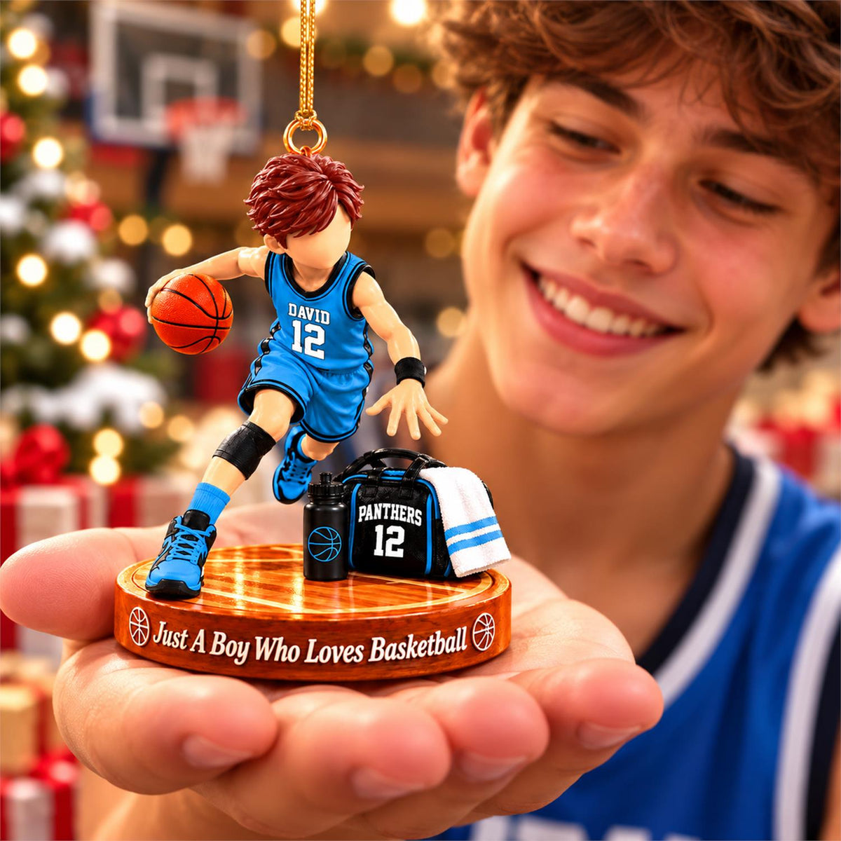 Just A Boy Who Loves Basketball Ornament, Personalized Basketball Christmas Ornament, Custom Name Gift Na02 Hv01