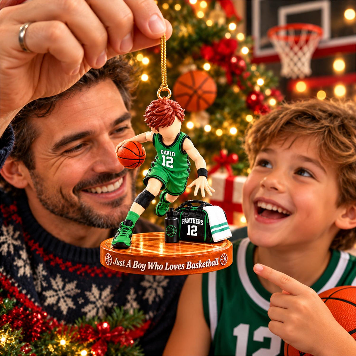 Just A Boy Who Loves Basketball Ornament, Personalized Basketball Christmas Ornament, Custom Name Gift Na02 Hv01