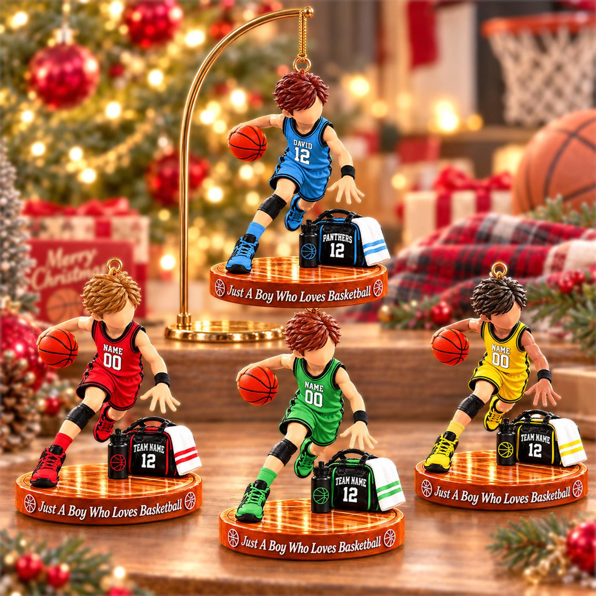 Just A Boy Who Loves Basketball Ornament, Personalized Basketball Christmas Ornament, Custom Name Gift Na02 Hv01