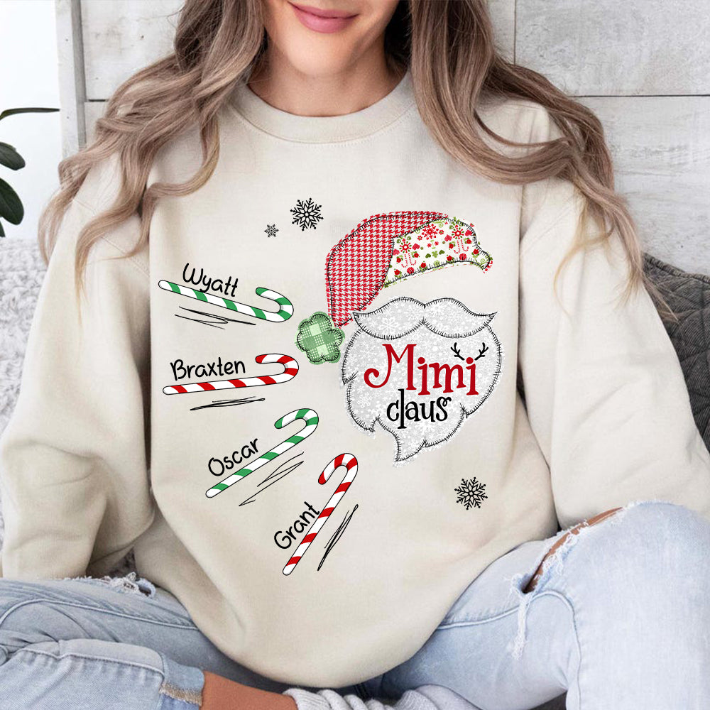 Mimi Claus Candy Cane Winter Personalized Christmas Shirt Gift - Family Best Gifts For Christmas NA04