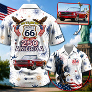 Celebrate 100 Years of Road Route 66 and America 250th Anniversary - Personalized Car Photo Hawaiian Shirt A2110 Pt99