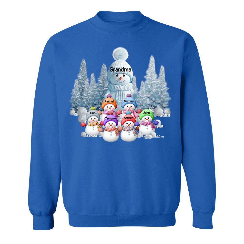 Personalized Blue Vibe Snowman Grandma Colorful Kids Sweatshirt Christmas Gift Tu20