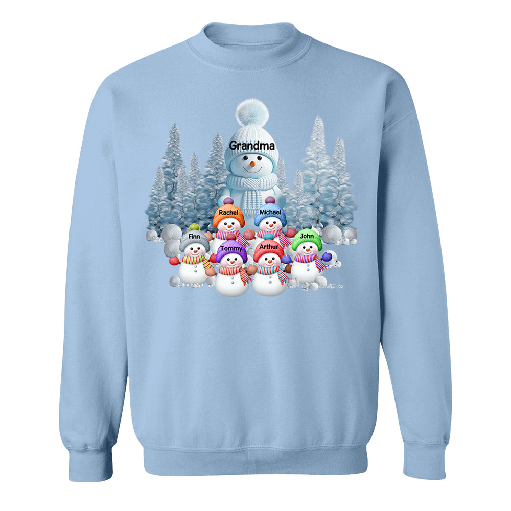 Personalized Blue Vibe Snowman Grandma Colorful Kids Sweatshirt Christmas Gift Tu20