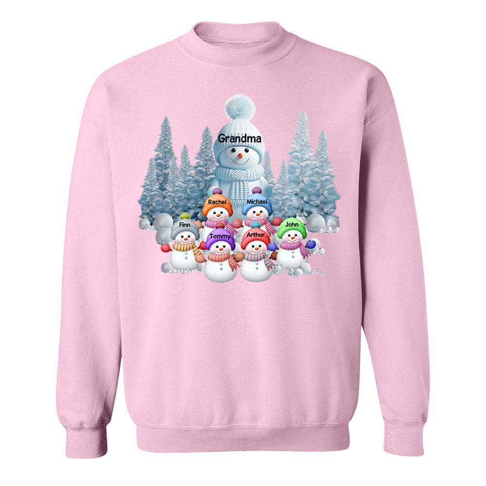Personalized Blue Vibe Snowman Grandma Colorful Kids Sweatshirt Christmas Gift Tu20
