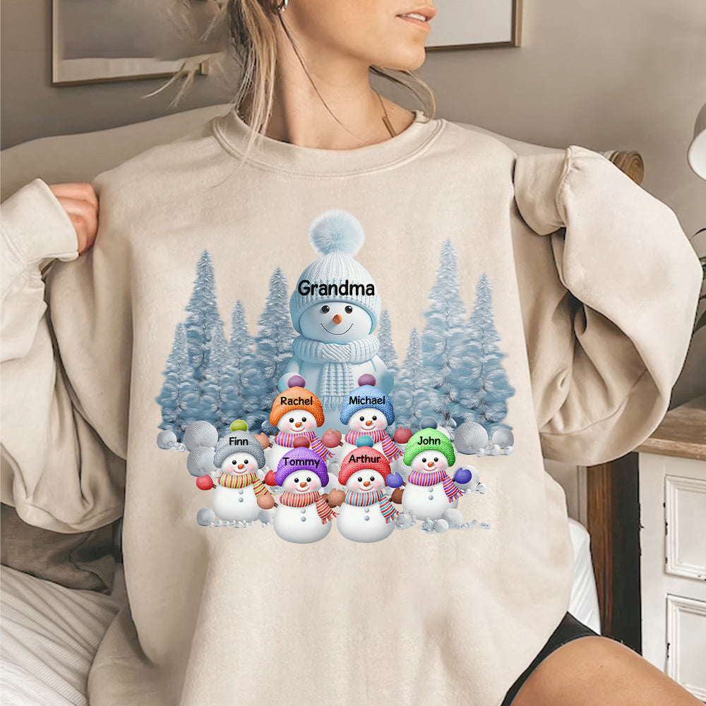 Personalized Blue Vibe Snowman Grandma Colorful Kids Sweatshirt Christmas Gift Tu20