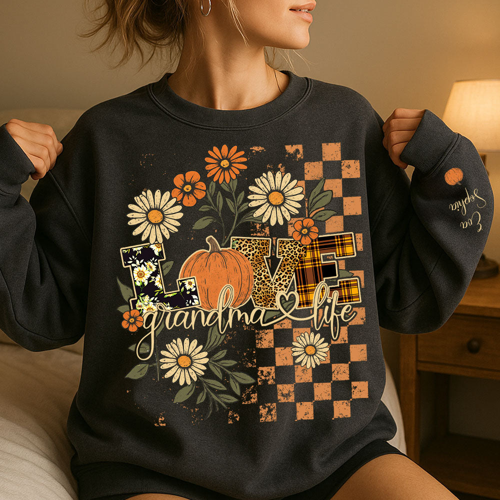 Personalized Love Grandma Life Fall Season Pumpkin Sweatshirt Pt99