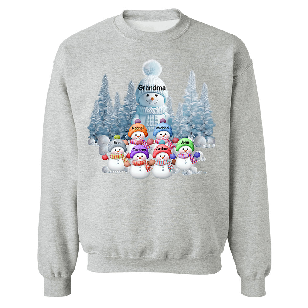 Personalized Blue Vibe Snowman Grandma Colorful Kids Sweatshirt Christmas Gift Tu20